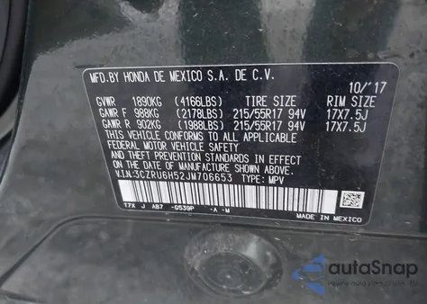 2018 Honda Hr-V Ex from USA, damaged, VIN 3CZRU6H52JM706653